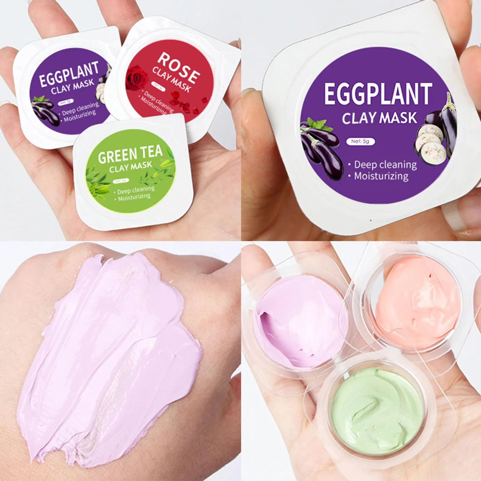 10 Pods Clay Facial Mask Set - Rose, Green Tea, Eggplant, Avocado, Dead Sea Mud, Mud Mask Deep Pore Cleansing Acne Blackhead Removal Men & Women Face Mask Skin Care,Two To Three Times A Week.