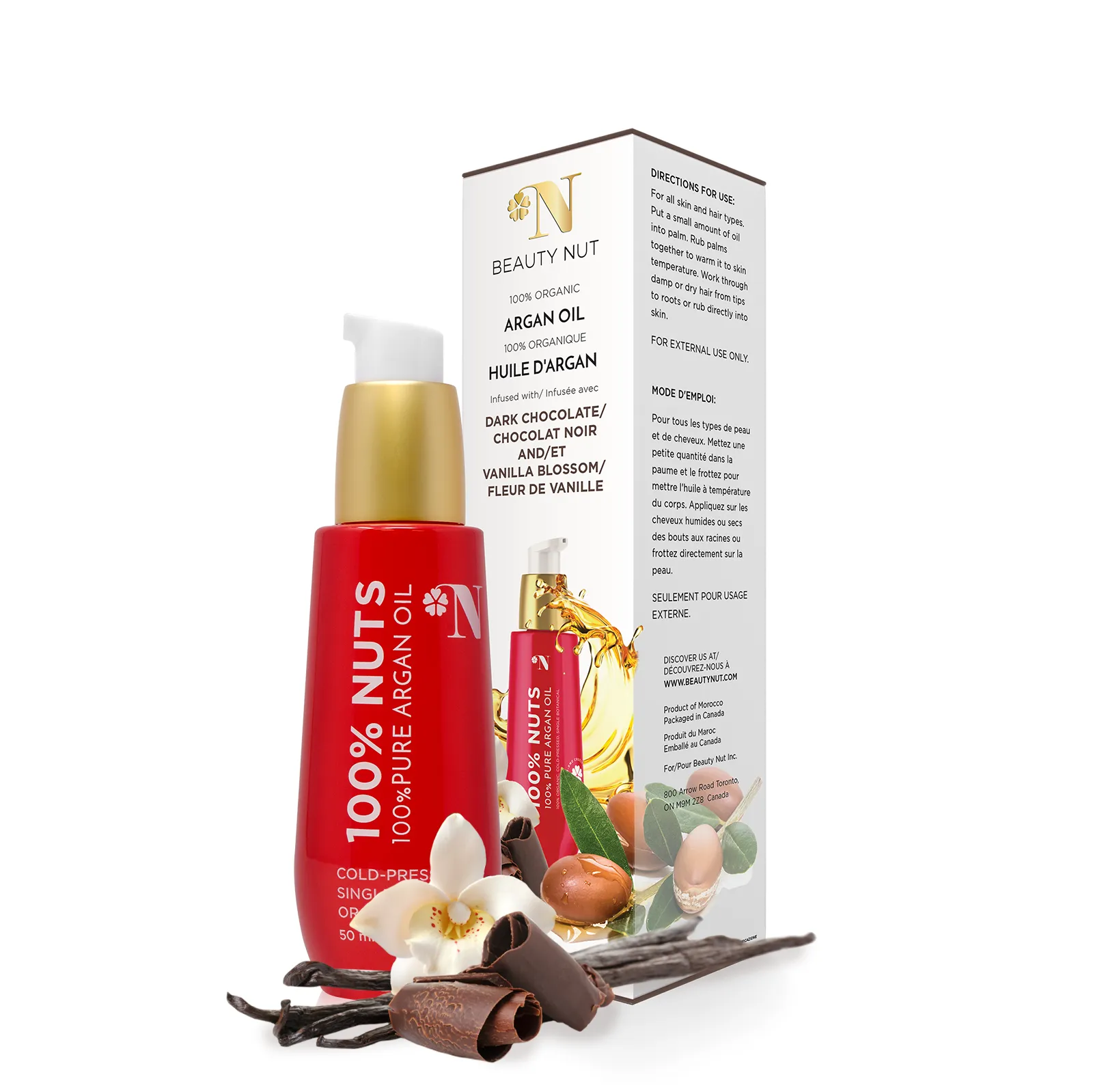 100% Pure Argan Oil with Dark Chocolate and Vanilla Essence, (Moroccan Oil)