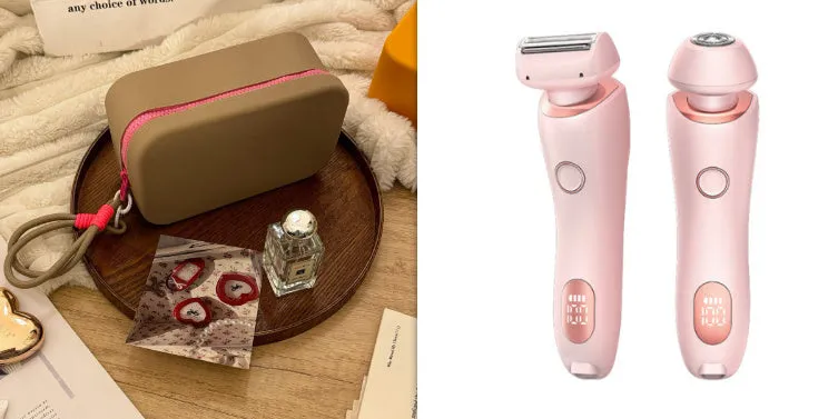 2 In 1 Hair Removal Epilator USB Rechargeable Trimmer | Women Body Razor - Face, Leg, Armpit, Bikini, Hand, Pubic Shaver, Hair Remover
