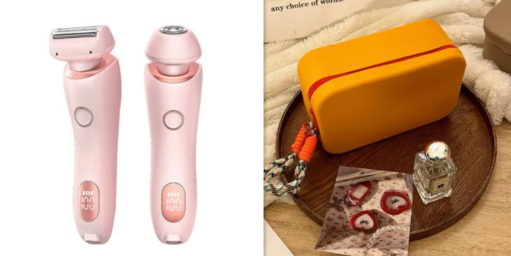 2 In 1 Hair Removal Epilator USB Rechargeable Trimmer | Women Body Razor - Face, Leg, Armpit, Bikini, Hand, Pubic Shaver, Hair Remover