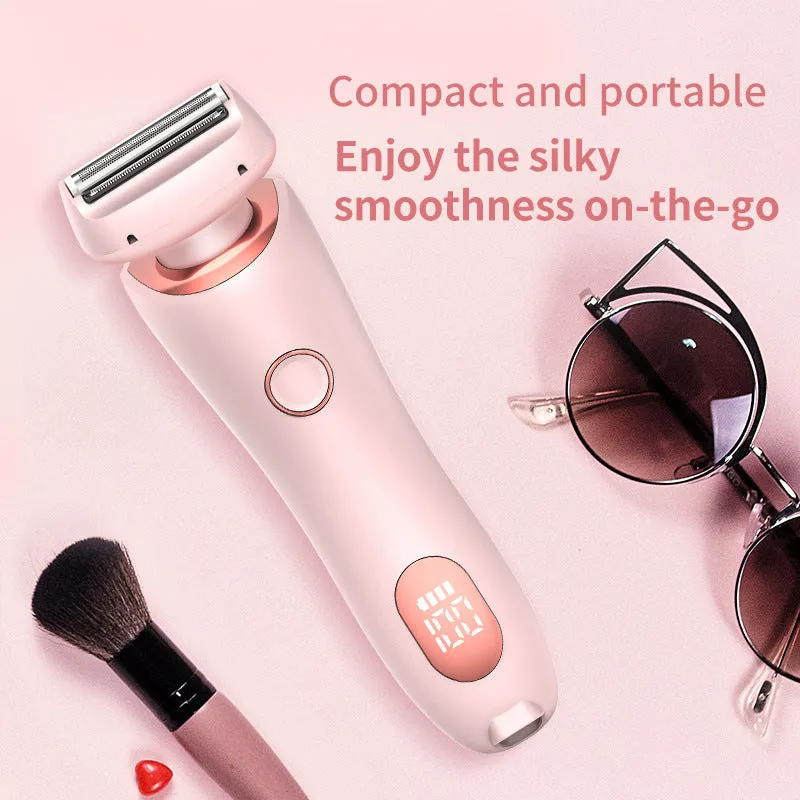 2 In 1 Hair Removal Epilator USB Rechargeable Trimmer | Women Body Razor - Face, Leg, Armpit, Bikini, Hand, Pubic Shaver, Hair Remover