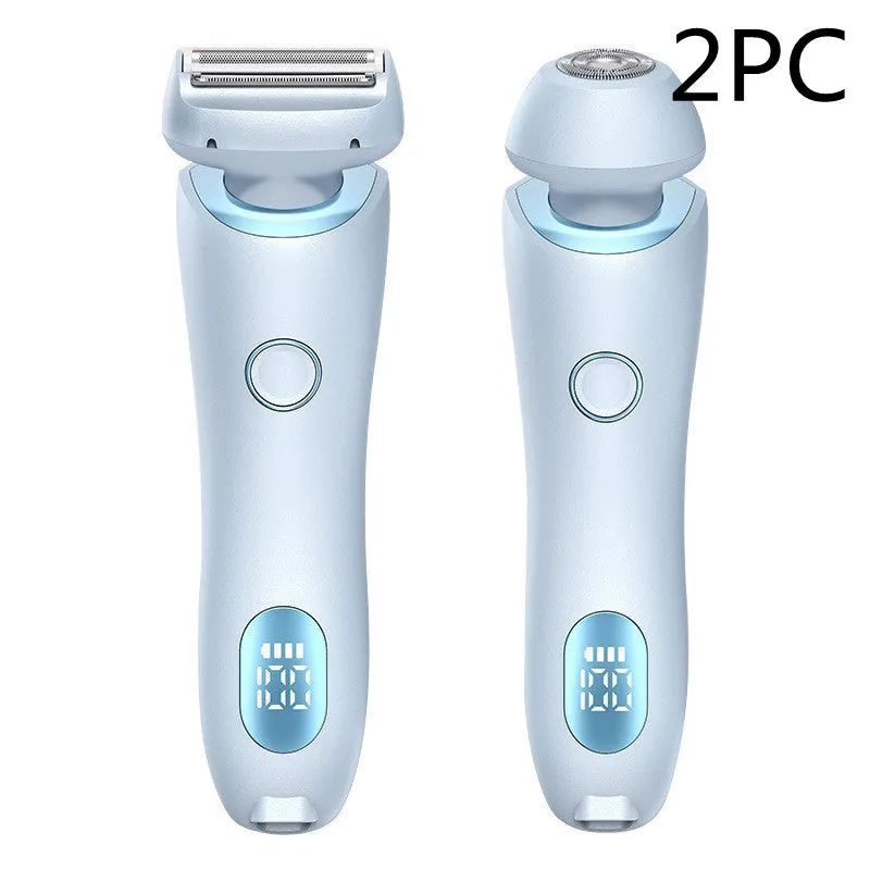 2 In 1 Hair Removal Epilator USB Rechargeable Trimmer | Women Body Razor - Face, Leg, Armpit, Bikini, Hand, Pubic Shaver, Hair Remover