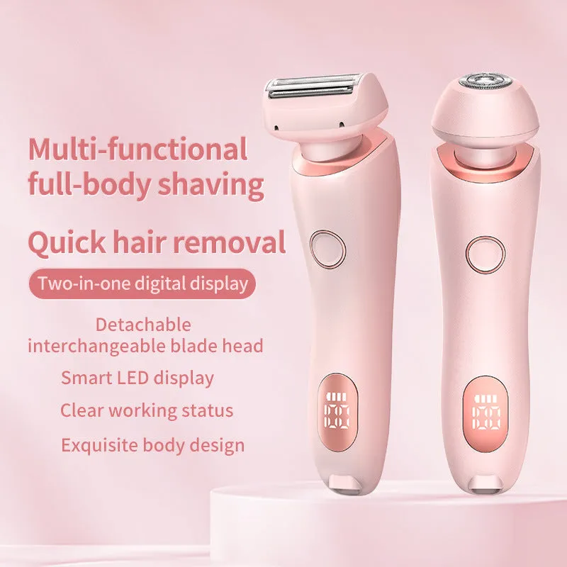 2 In 1 Hair Removal Epilator USB Rechargeable Trimmer | Women Body Razor - Face, Leg, Armpit, Bikini, Hand, Pubic Shaver, Hair Remover