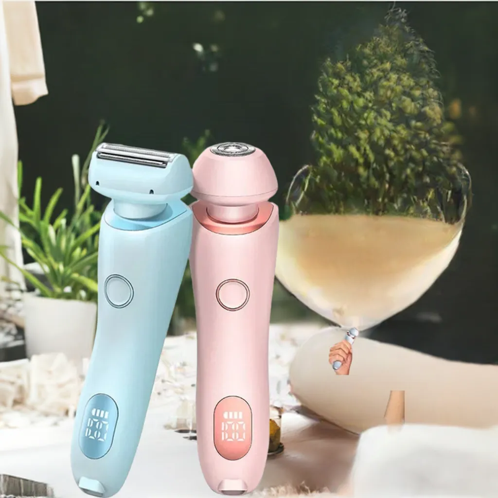 2 In 1 Hair Removal Epilator USB Rechargeable Trimmer | Women Body Razor - Face, Leg, Armpit, Bikini, Hand, Pubic Shaver, Hair Remover