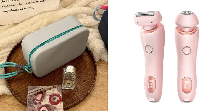 2 In 1 Hair Removal Epilator USB Rechargeable Trimmer | Women Body Razor - Face, Leg, Armpit, Bikini, Hand, Pubic Shaver, Hair Remover