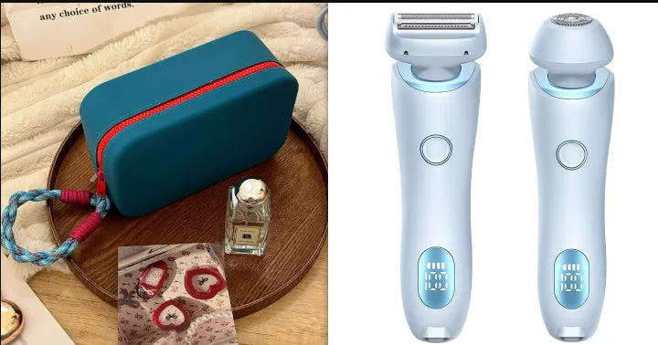2 In 1 Hair Removal Epilator USB Rechargeable Trimmer | Women Body Razor - Face, Leg, Armpit, Bikini, Hand, Pubic Shaver, Hair Remover