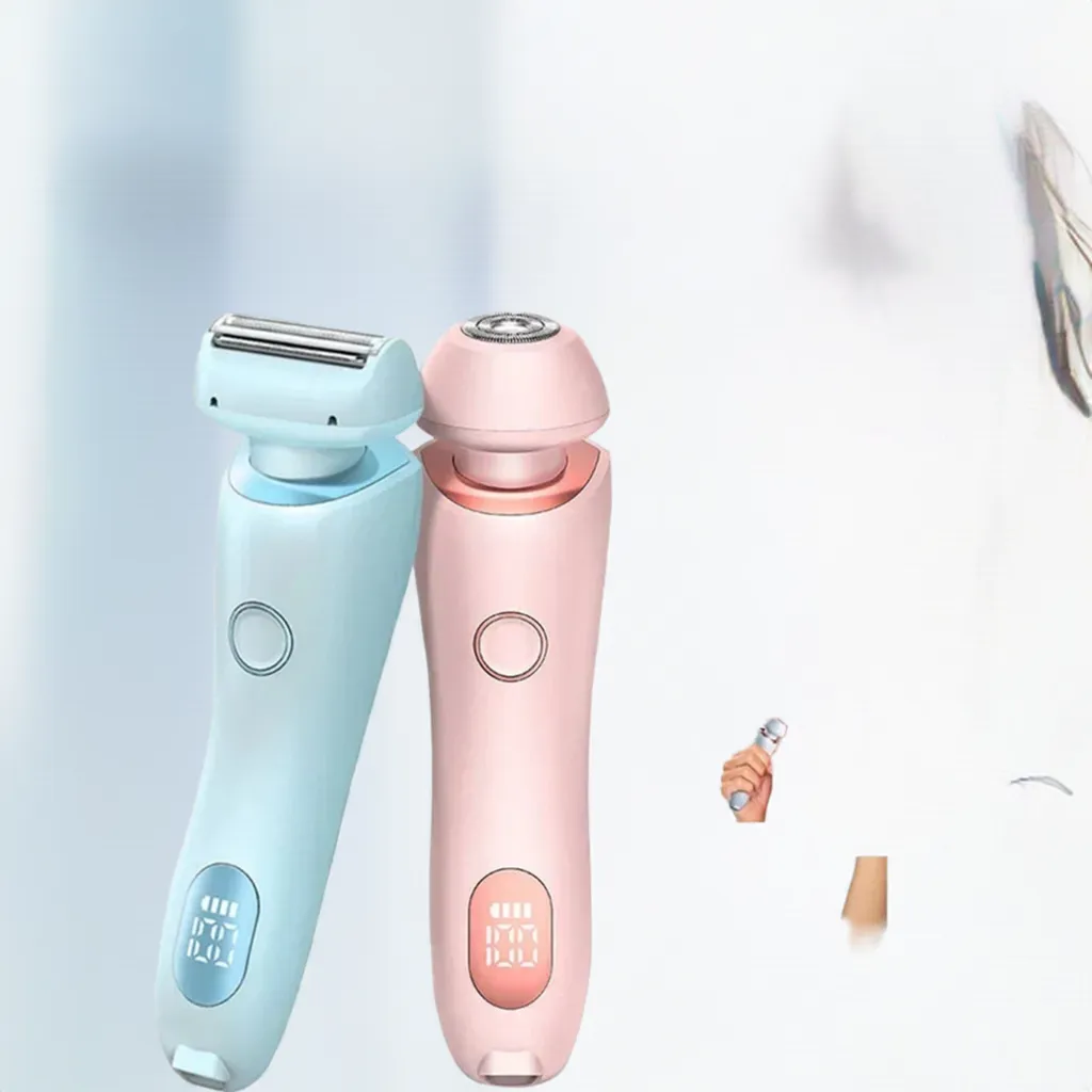 2 In 1 Hair Removal Epilator USB Rechargeable Trimmer | Women Body Razor - Face, Leg, Armpit, Bikini, Hand, Pubic Shaver, Hair Remover
