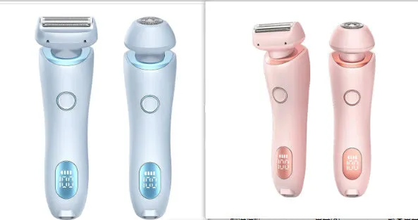 2 In 1 Hair Removal Epilator USB Rechargeable Trimmer | Women Body Razor - Face, Leg, Armpit, Bikini, Hand, Pubic Shaver, Hair Remover
