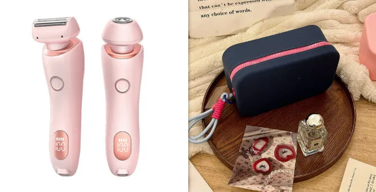 2 In 1 Hair Removal Epilator USB Rechargeable Trimmer | Women Body Razor - Face, Leg, Armpit, Bikini, Hand, Pubic Shaver, Hair Remover