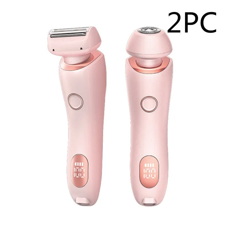 2 In 1 Hair Removal Epilator USB Rechargeable Trimmer | Women Body Razor - Face, Leg, Armpit, Bikini, Hand, Pubic Shaver, Hair Remover