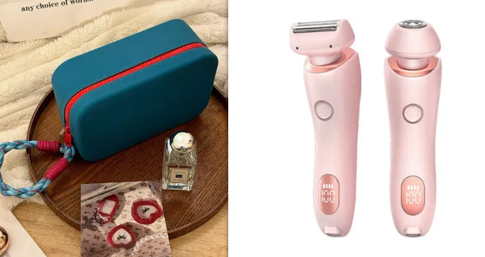 2 In 1 Hair Removal Epilator USB Rechargeable Trimmer | Women Body Razor - Face, Leg, Armpit, Bikini, Hand, Pubic Shaver, Hair Remover