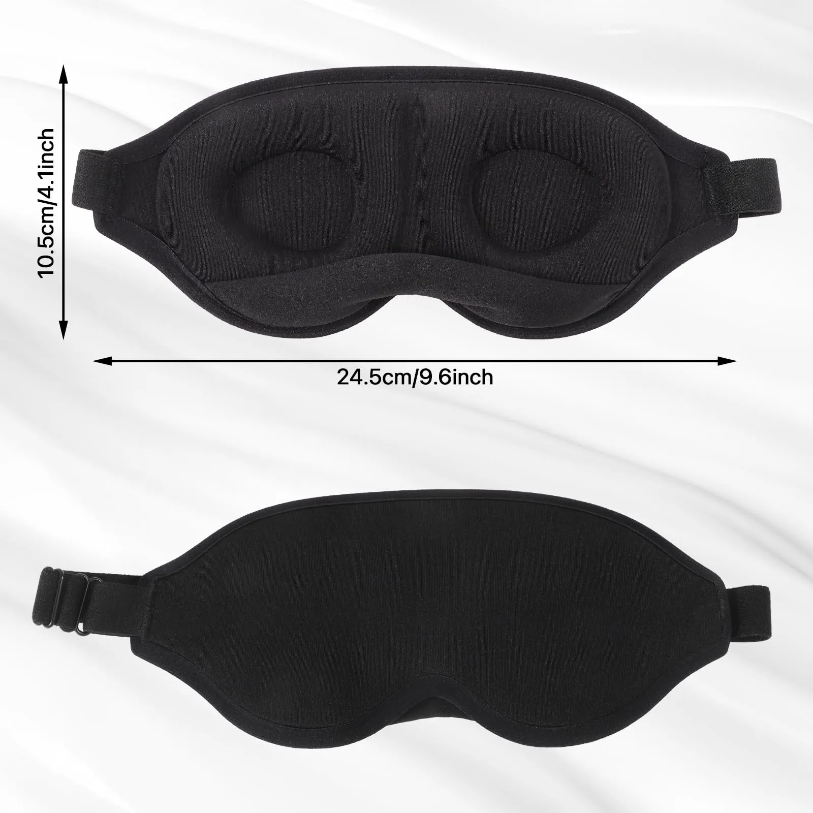 2 Pack Sleep Mask with Adjustable Strap, 3D Nose Pads Eye Mask for Sleeping, Soft and Breathable Blackout Eye Mask for Women & Men(Black/Grey)