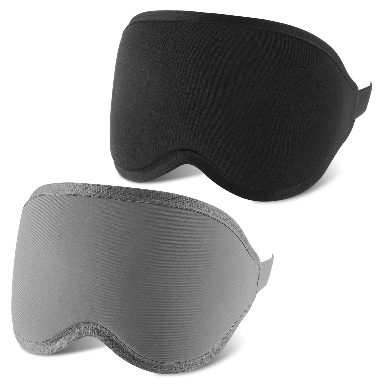 2 Pack Sleep Mask with Adjustable Strap, 3D Nose Pads Eye Mask for Sleeping, Soft and Breathable Blackout Eye Mask for Women & Men(Black/Grey)