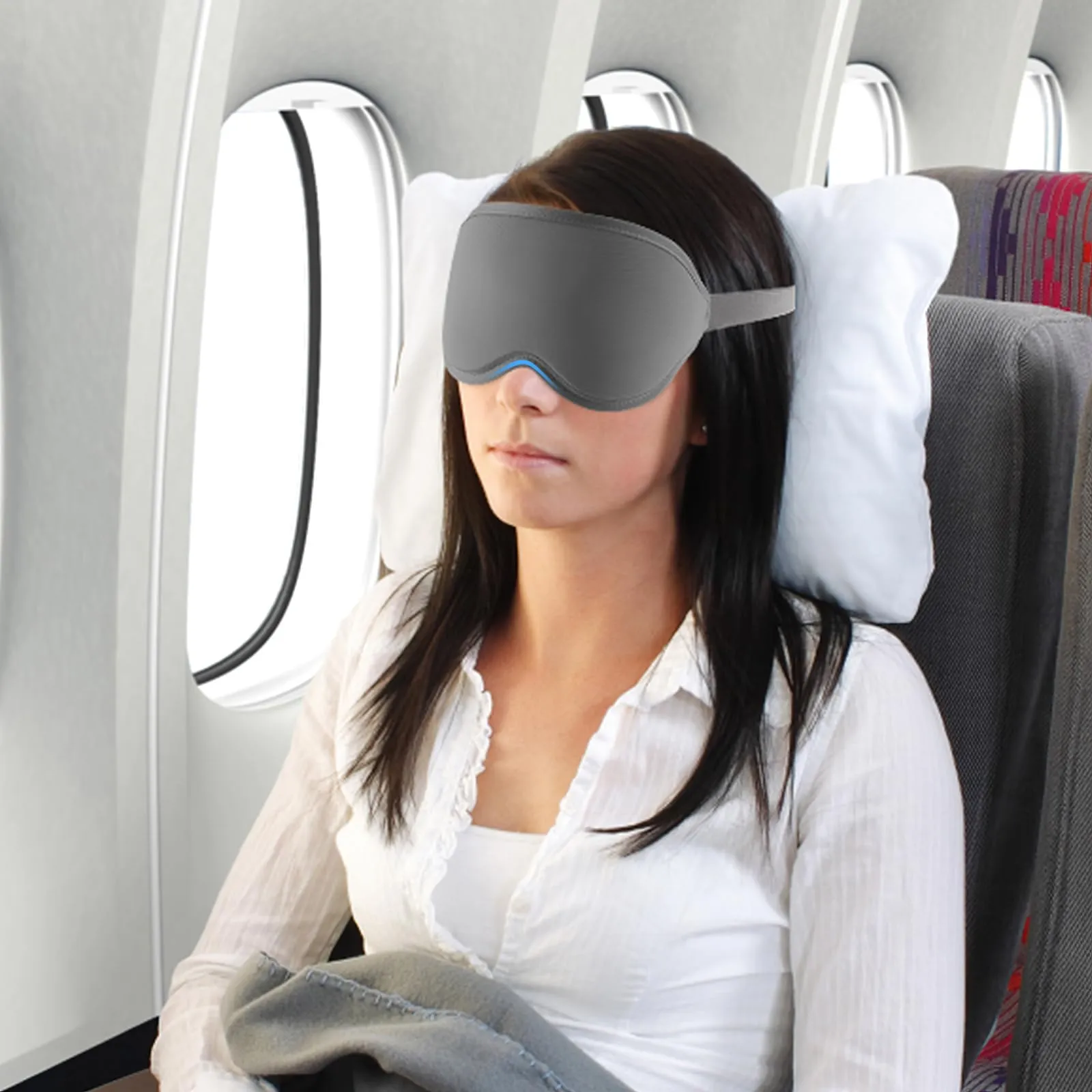 2 Pack Sleep Mask with Adjustable Strap, 3D Nose Pads Eye Mask for Sleeping, Soft and Breathable Blackout Eye Mask for Women & Men(Black/Grey)