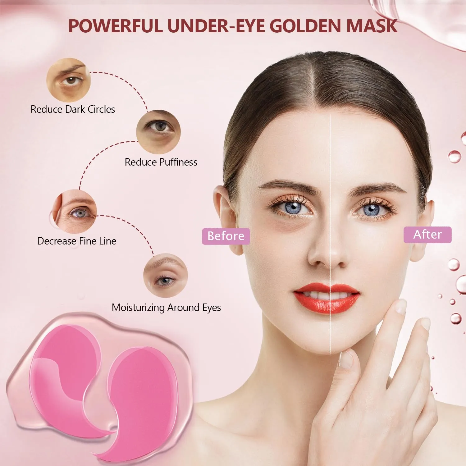 2 Packs 60 Pcs Under Eye Patches, Pink Green, 30 Pairs Women Undereye Mask for Puffy Eyes Dark Circles Treatment, Men Collagen Gel Pads Hydrating for Eye Bags Puffiness Wrinkle, Beauty Skin Care