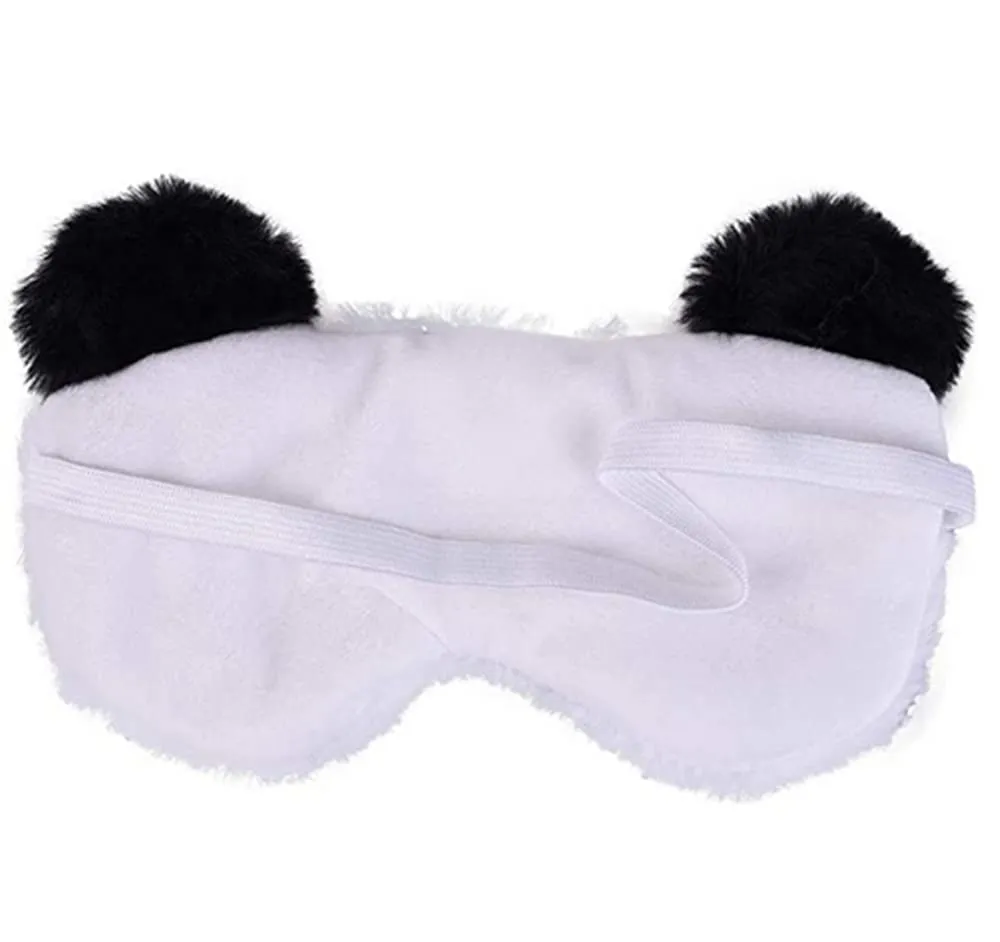 2 Pcs Cute Sleep Mask, Soft Fluffy Plush Blindfold Funny Novelty Animal Sleep Mask Eyeshade for Kids Girls and Adult Night Nap Travel Meditation (Purple Fox &Panda)