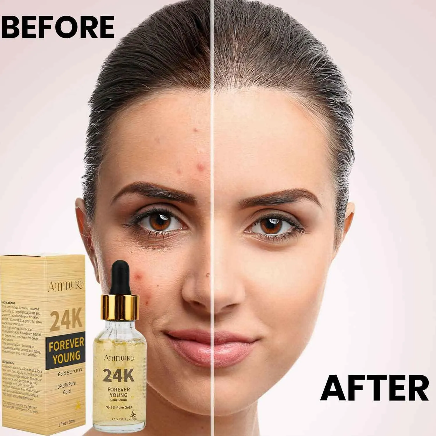 24K Gold Serum Anti-Ageing Anti-Wrinkle Formula Collagen Face Serum - Targets Pigmentation, Uneven Skin Tone Dark Circles