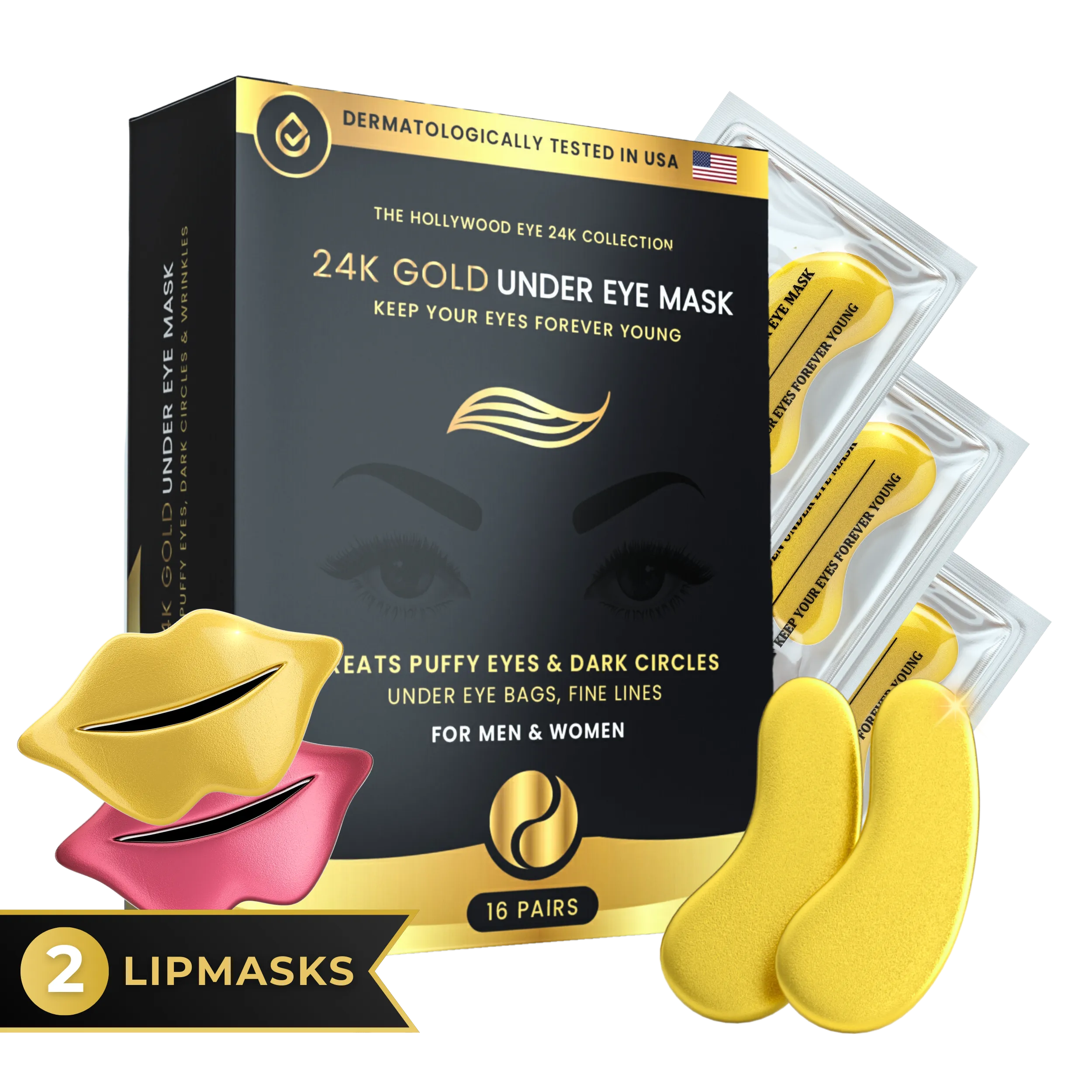 24K Gold Under Eye Mask with Lip Mask