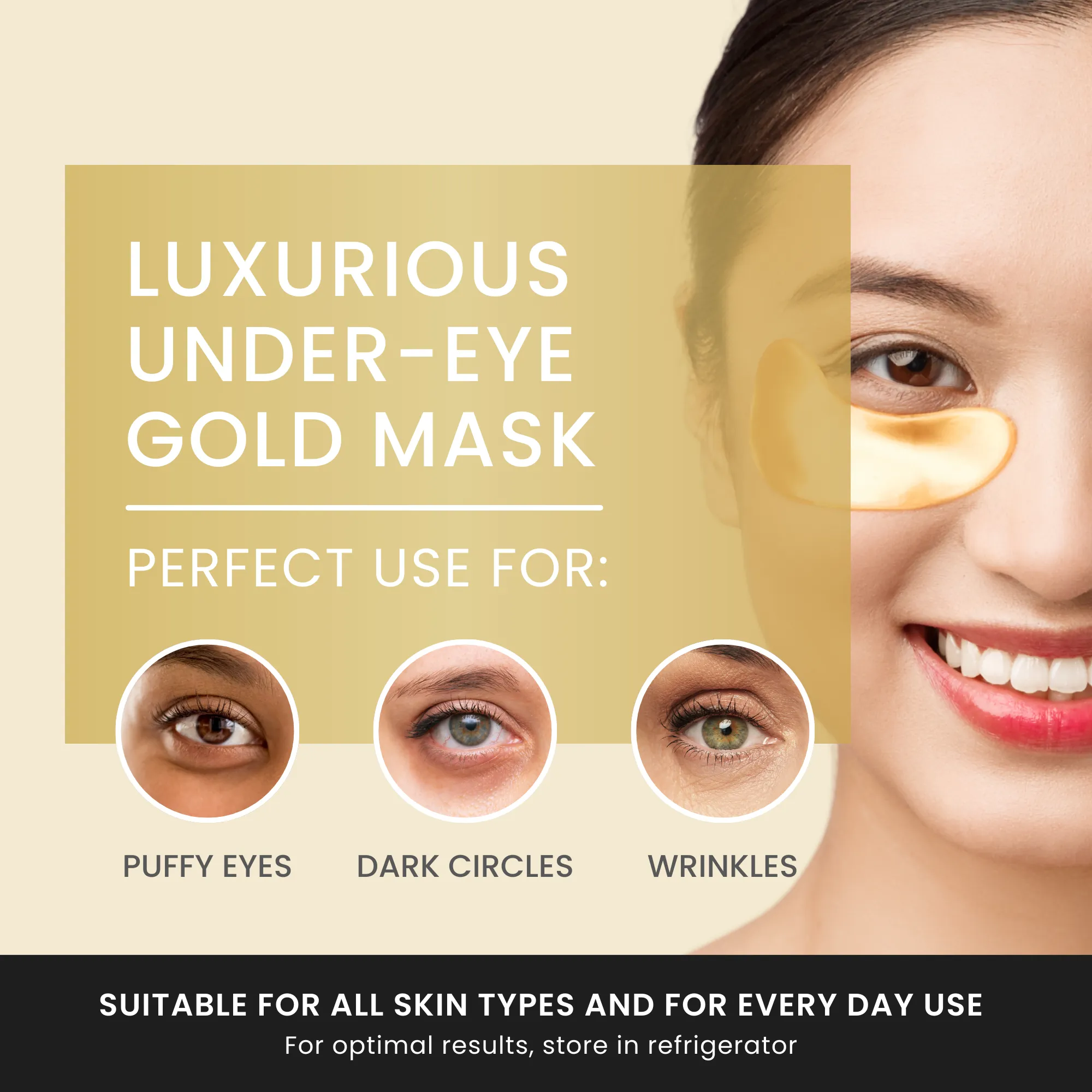 24K Gold Under Eye Mask with Lip Mask