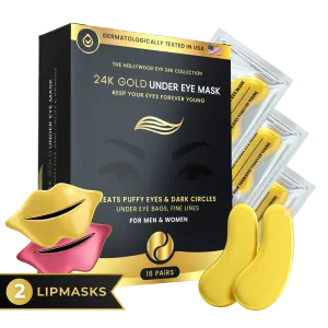 24K Gold Under Eye Mask with Lip Mask