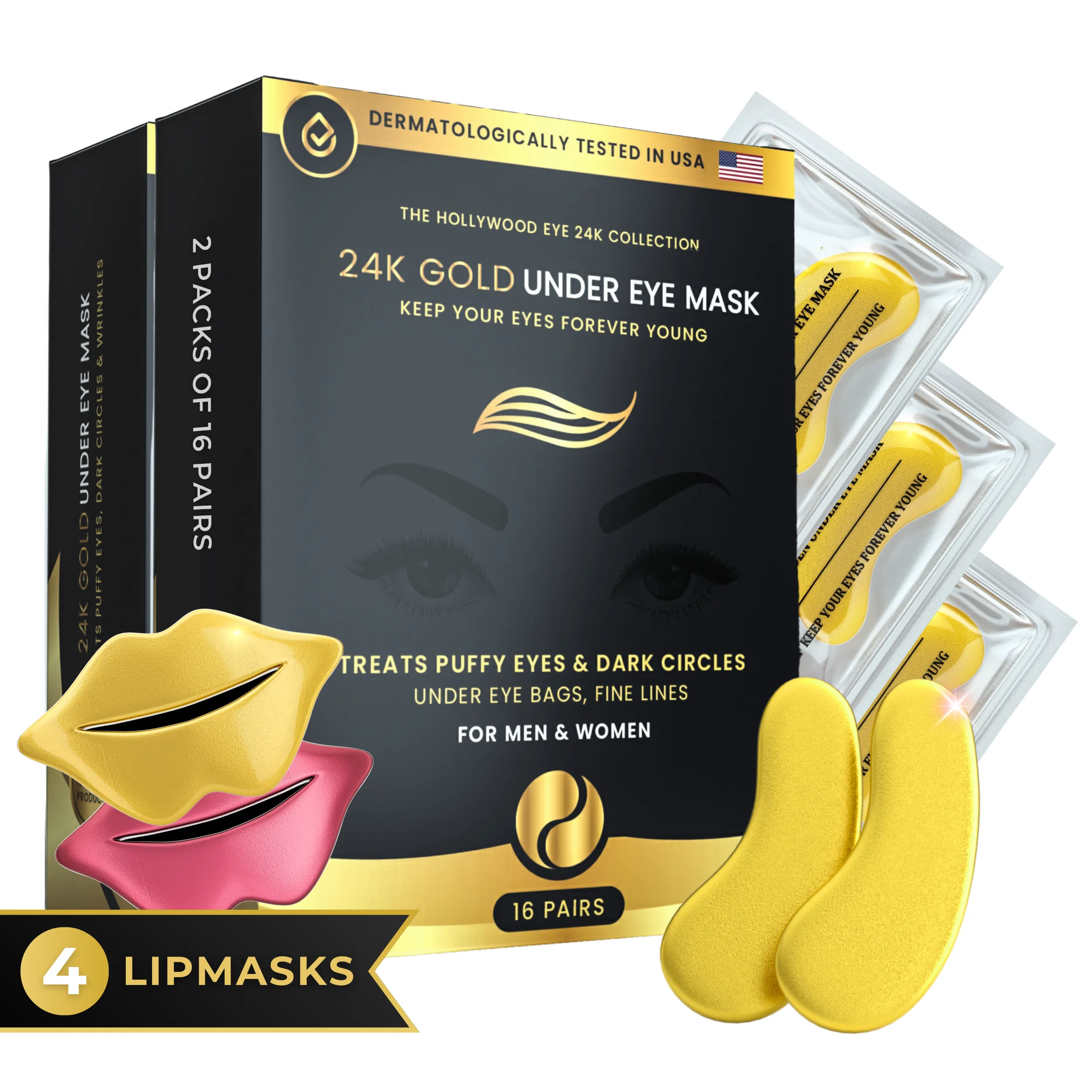 24K Gold Under Eye Mask with Lip Mask