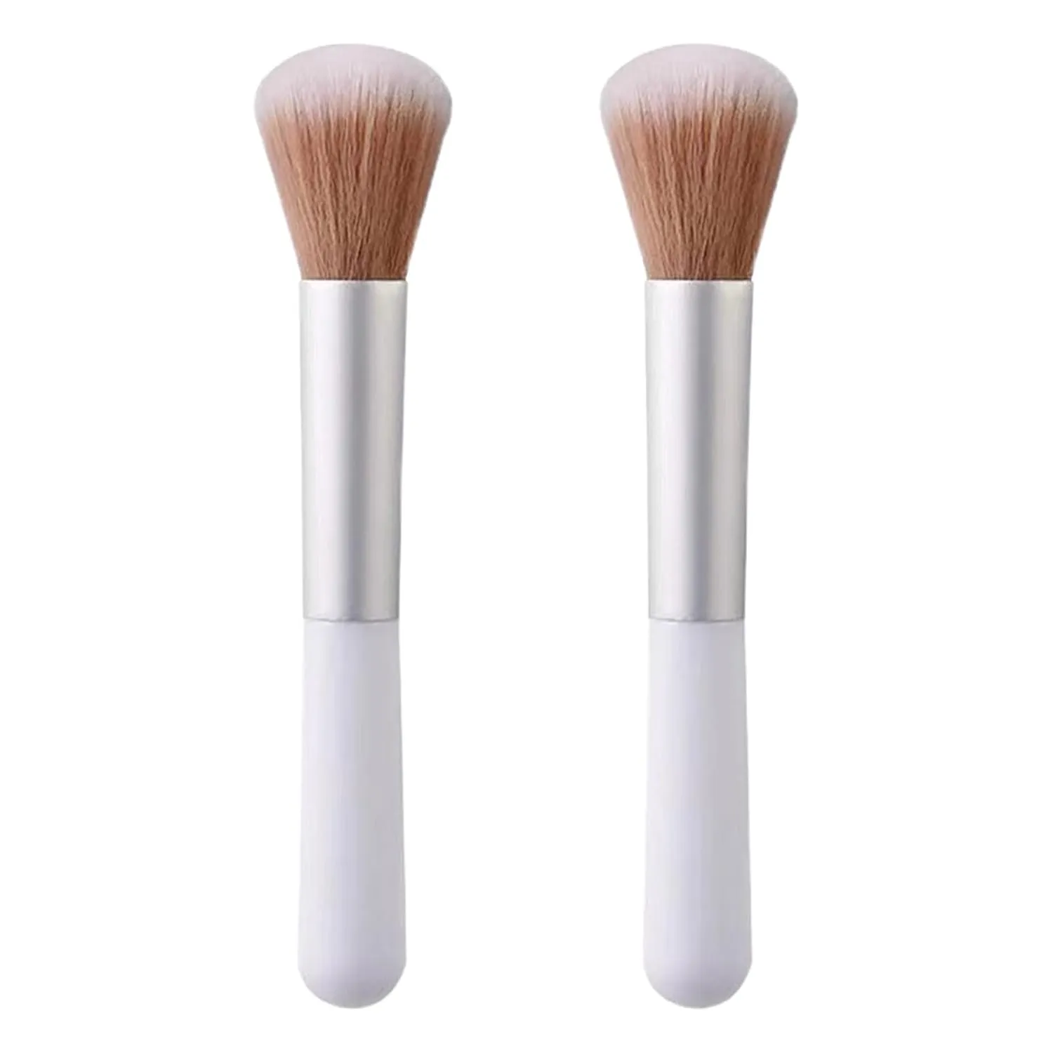 2Pcs Makeup Brushes Beauty Tool Facial Makeup Loose Powder Blush Brushes Convenient White