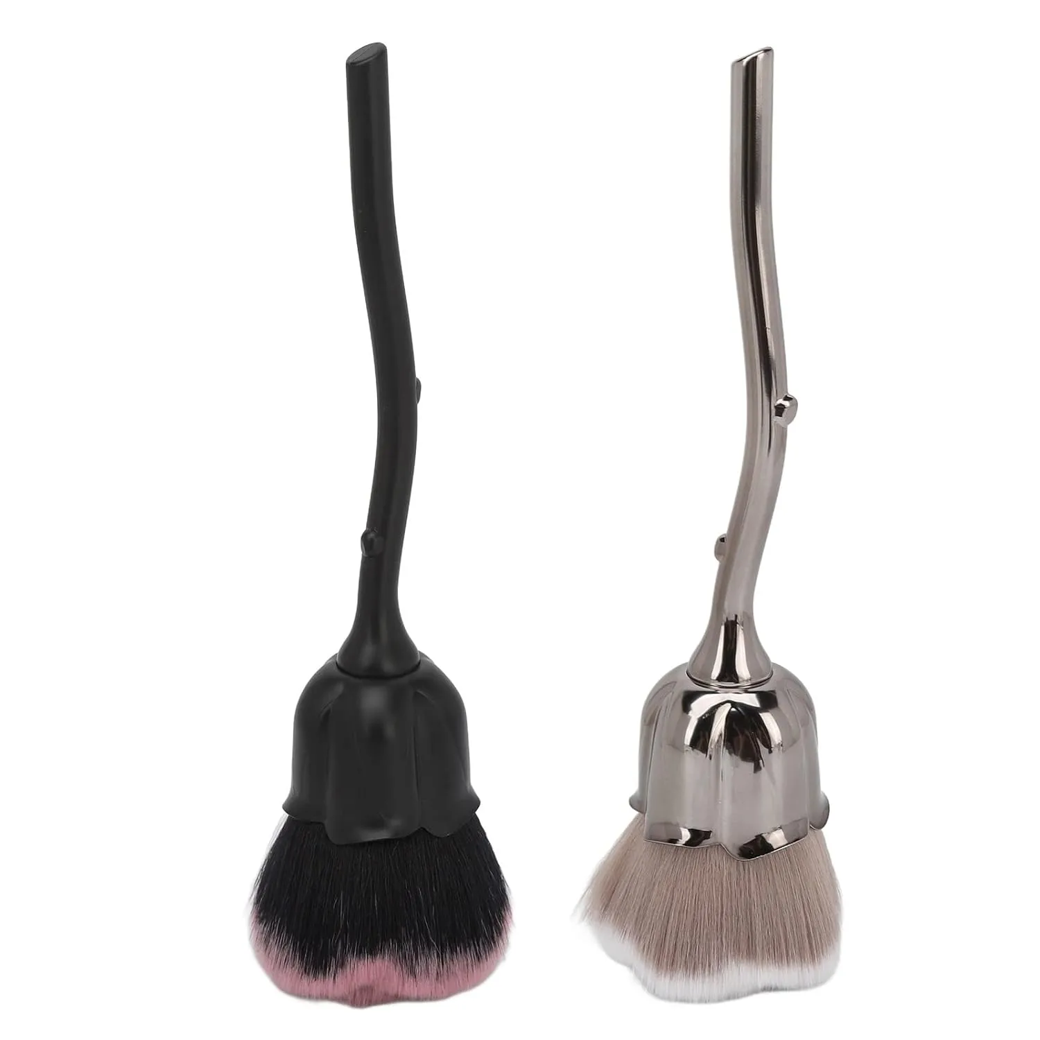 2pcs Nail Art Dust Remover Brush,Rose Shape Handle Nail Art Brush, Nail Brush Blusher Loose Powder Brush Makeup Manicure Dust Remover Brush for Cleansing Dust Nail Art Tools