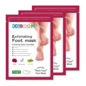 3 Pack Foot Peel Mask,Exfoliating Foot Socks Calluses Remover Dead Skin, Aloe Moisturizing Feet Peeling Mask for Dry Skin,Cracked Heels,Foot SPA Socks for Women and Men (Rose) Rose