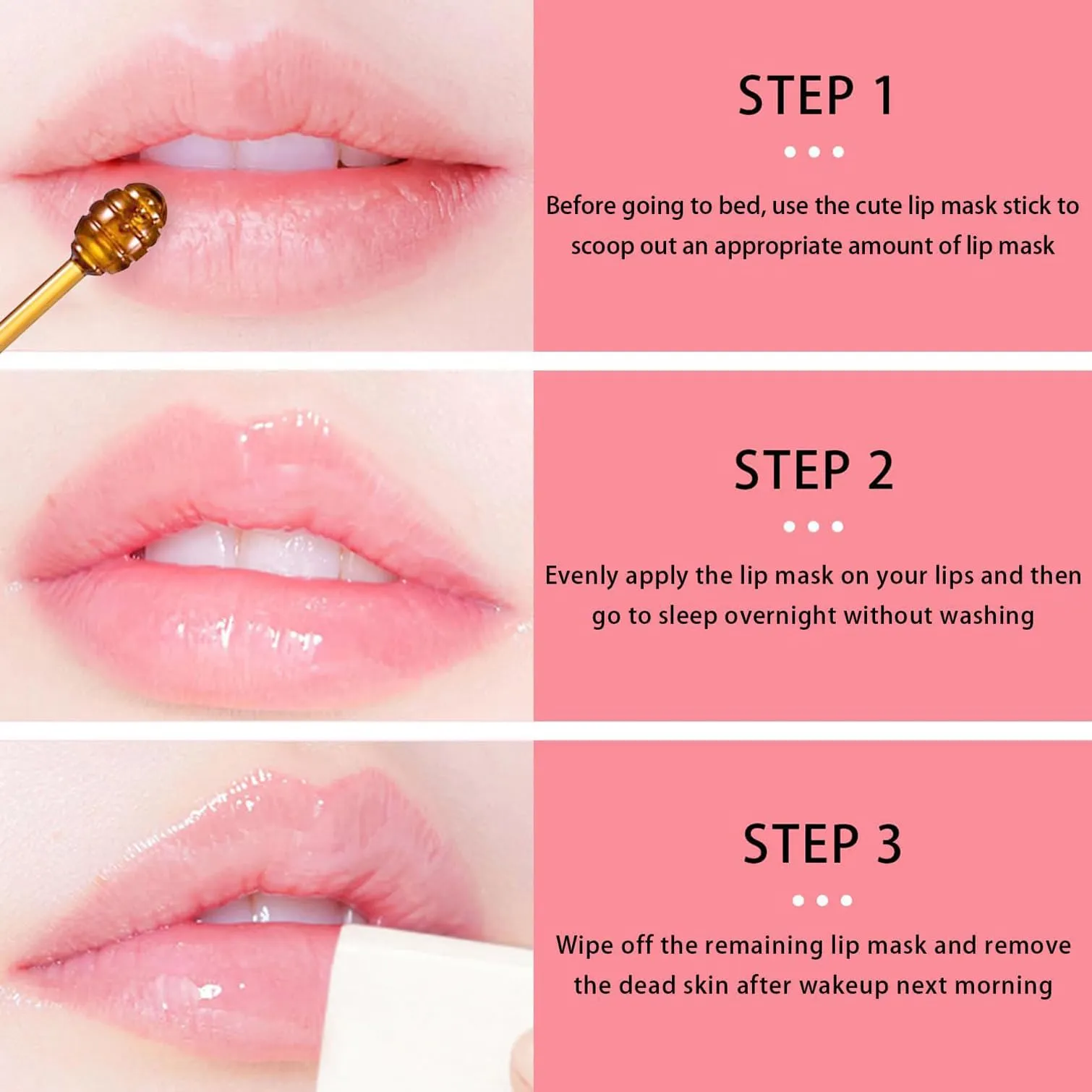 3 PCS Bee Lip Balm Honey Pot, Strawberry Watermelon Apple Lime Lip Mask Overnight Honey Moisturizing Lip Balm Hydrating Prevention Dry and Crack Nourishing Lip Wrinkle Care Product (Set A)