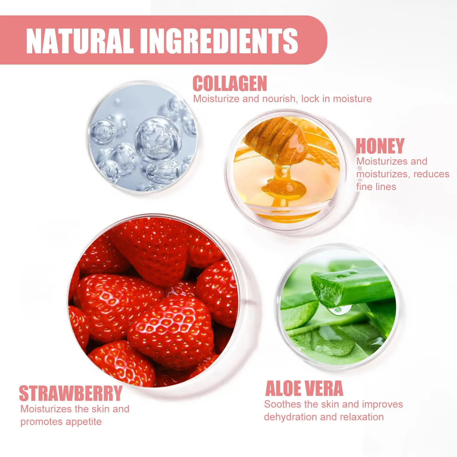 4 PCS Bee Lip Balm Honey Pot,Strawberry&Honey&Watermelon&Apple Lime Lip Sleeping Mask,Hydrating Prevention Dry and Cracked Lip Scrubs Exfoliator Lip Care,Moisturizing Lip Mask Overnight