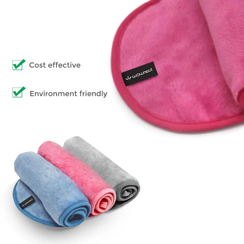 [4 Per Pack] Makeup Remover Cloth Soft Microfiber Reusable Facial Cleansing Towel- Black Pink,Blue,Grey