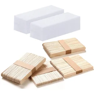 400 pieces of non-woven strips, wax strips and wax strips, wooden sticks, used with soft wax for hair removal, for hair removal on the leg, chest, back, intimate area and face, 1 piece (pack of 400).
