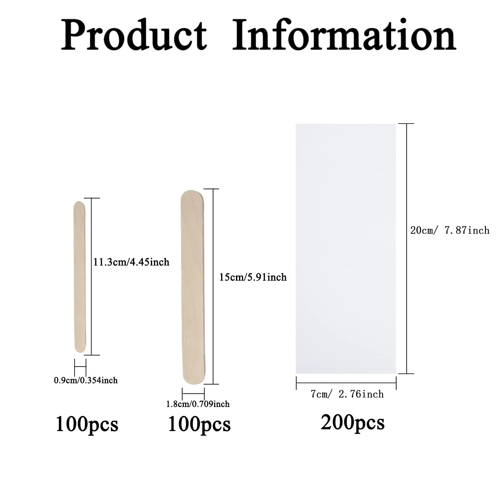 400 pieces of non-woven strips, wax strips and wax strips, wooden sticks, used with soft wax for hair removal, for hair removal on the leg, chest, back, intimate area and face, 1 piece (pack of 400).