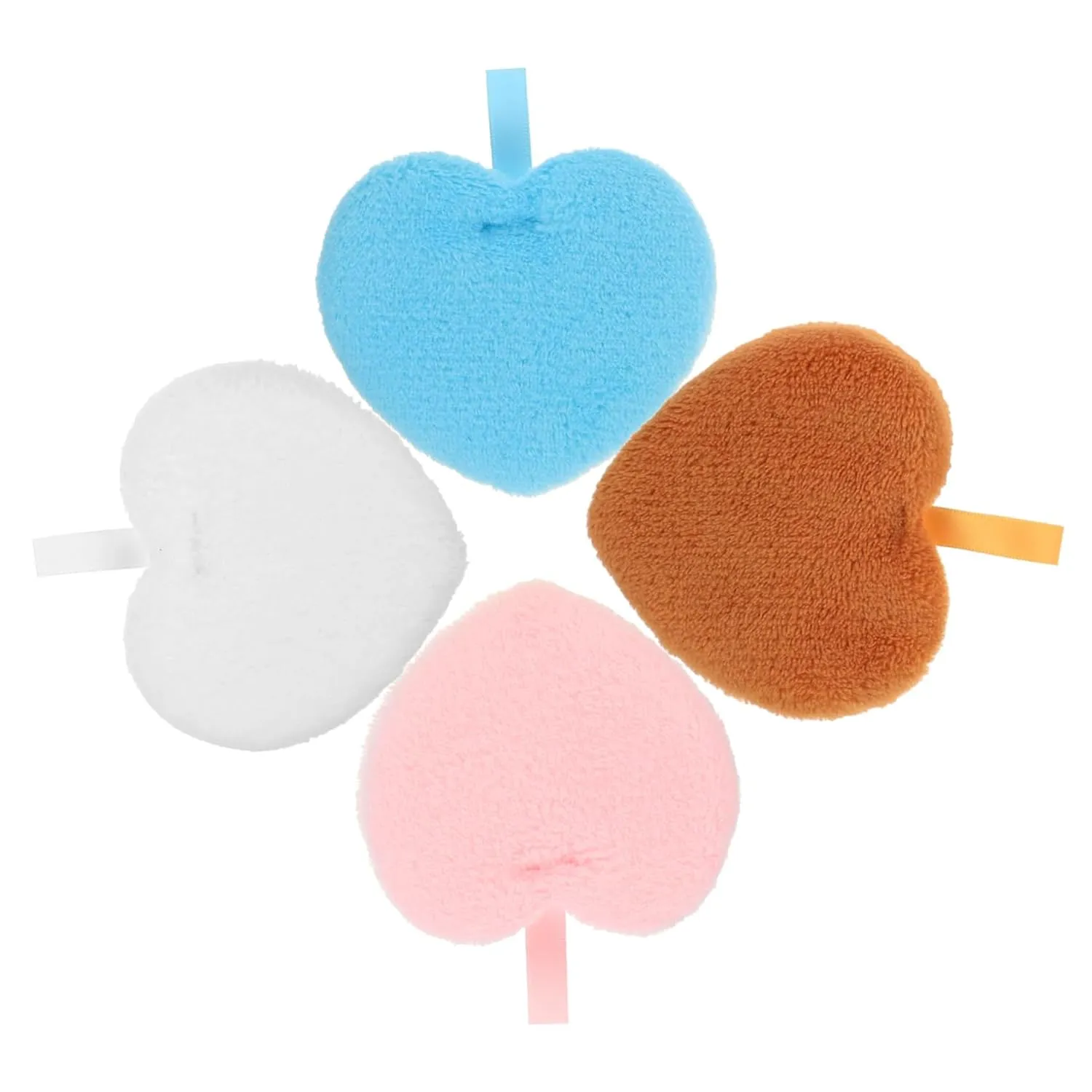 4pcs Heart Shaped Powder Puff Makeup Removal Puff for Face Breathable Comfortable Cotton Makeup