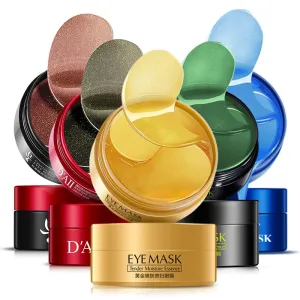 5 Bottles 300PCS Collagen Eye Mask Face Anti Wrinkle Gel Sleep Mask Patches Collagen Moisturizing Black Pearl Mask Seaweed Mask