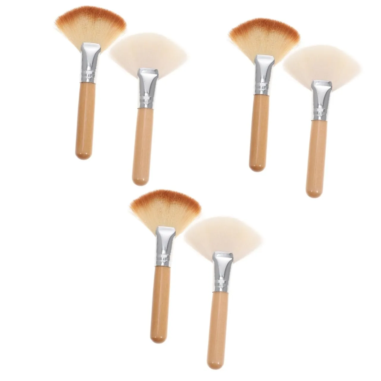 6pcs Handle Facial Brush Soft Highlighter Setting Powder Makeup Applicators for Blending Buffing and Professional Makeup Application