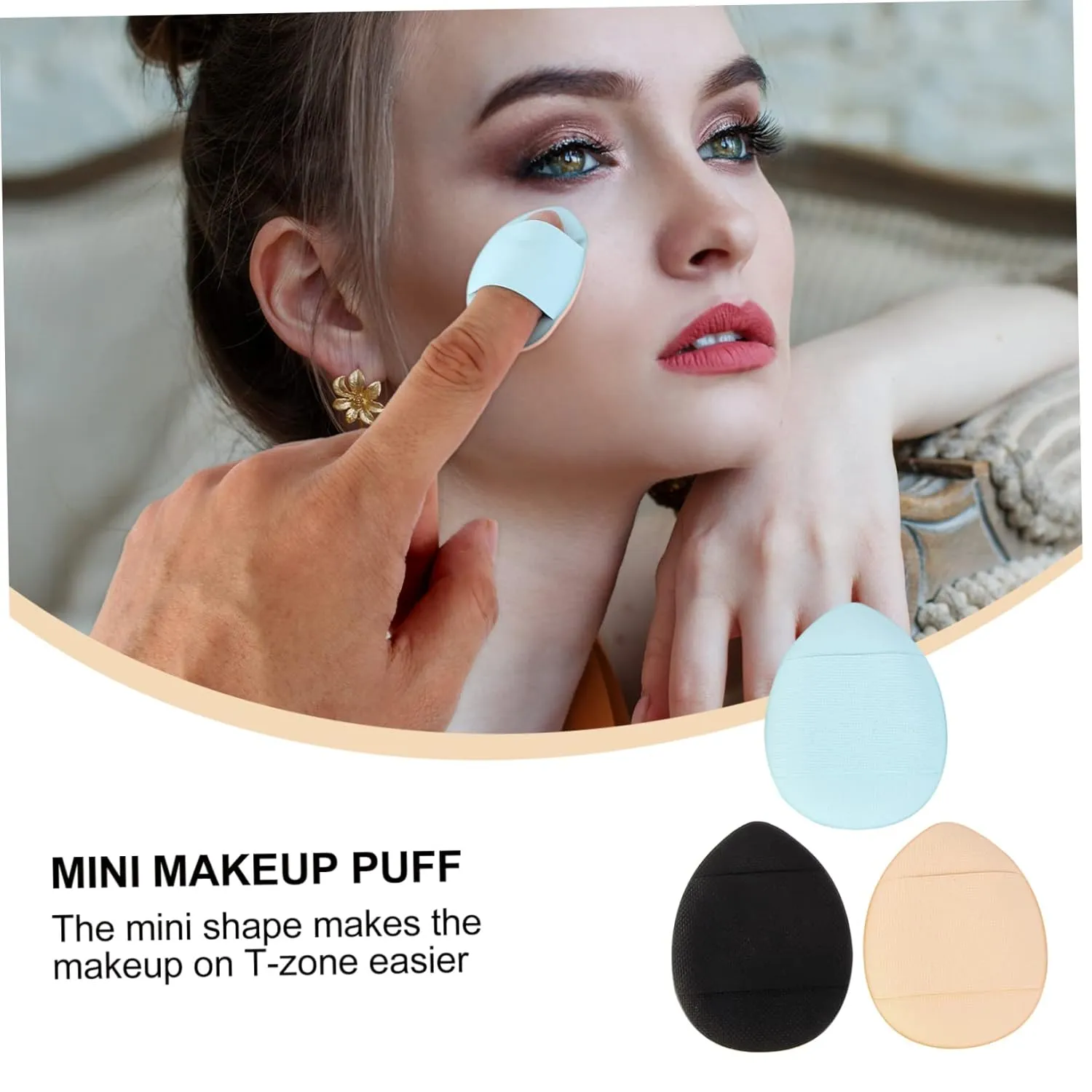 6pcs Mini Makeup Powder Puff Strap Versatile Cosmetic Cushion for Liquid Loose Powder Application Design for Natural Finish Washable Reusable