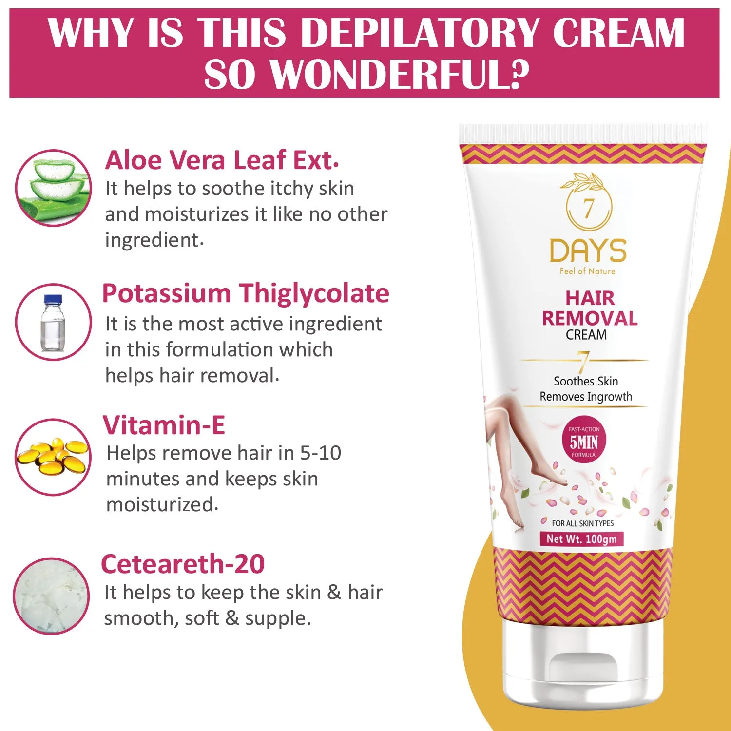 7Days Hair Removal Cream for Private Parts - 100 gms