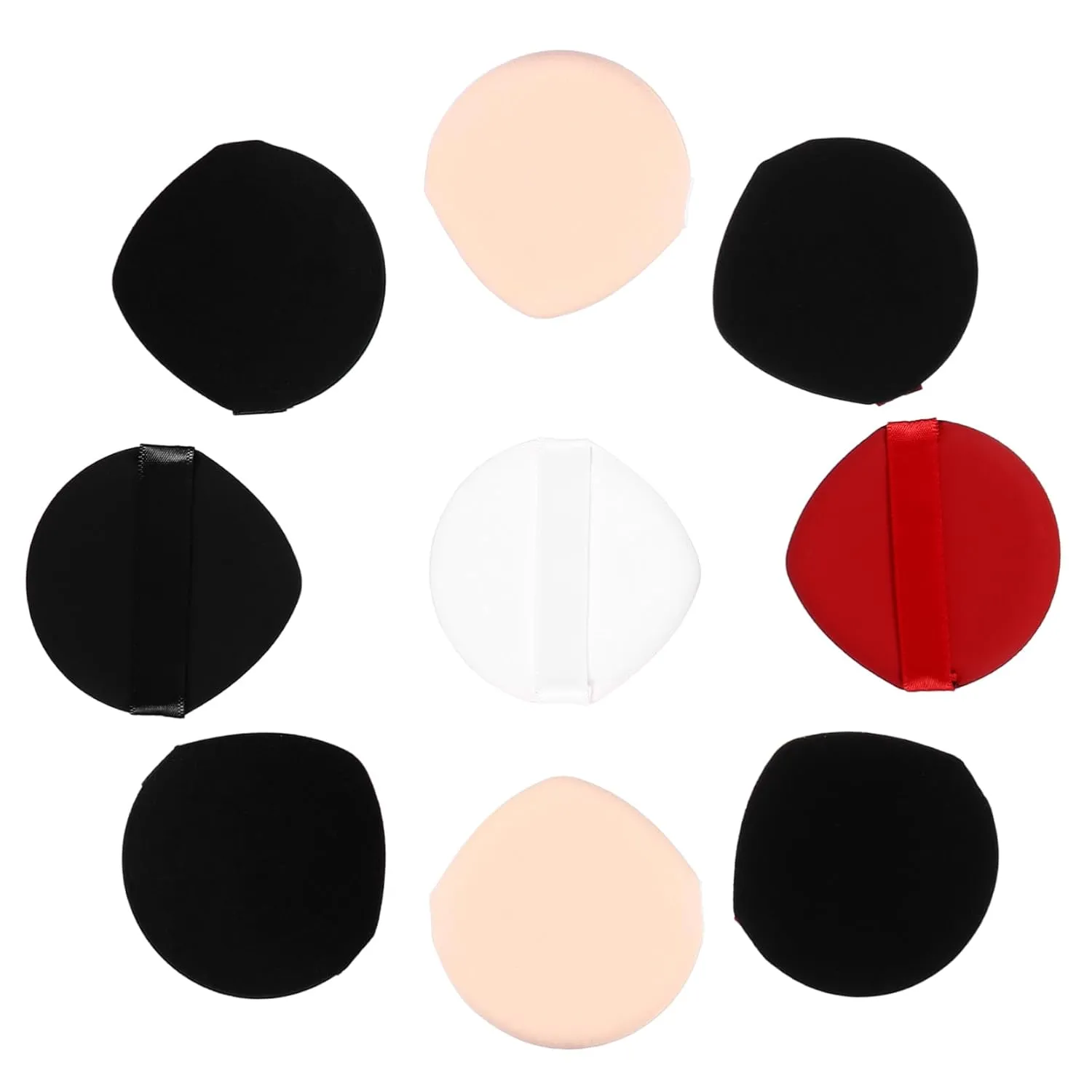 9pcs Women's Makeup Puff Set Non-slip Facial Puff Black White for Loose Foundation Blush