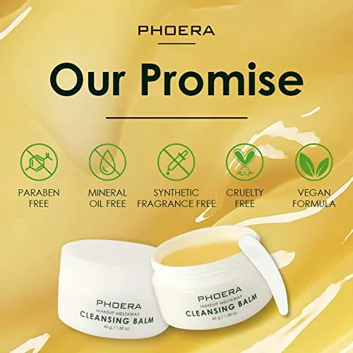 ABRUS - PHOERA Cleansing Balm (45gm), Oil Based Cleanser for Revitalizing Nourishing Hydrating Fresh Skin, Vegan Makeup Remover Cleanser for Soft Glowing Skin - Cruelty-Free Formula 45 g (Pack of 1)
