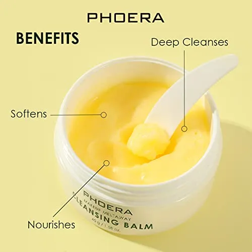 ABRUS - PHOERA Cleansing Balm (45gm), Oil Based Cleanser for Revitalizing Nourishing Hydrating Fresh Skin, Vegan Makeup Remover Cleanser for Soft Glowing Skin - Cruelty-Free Formula 45 g (Pack of 1)