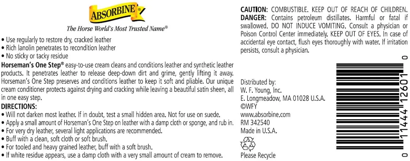 Absorbine | Horseman’s One Step Leather Cleaner & Conditioner Cream