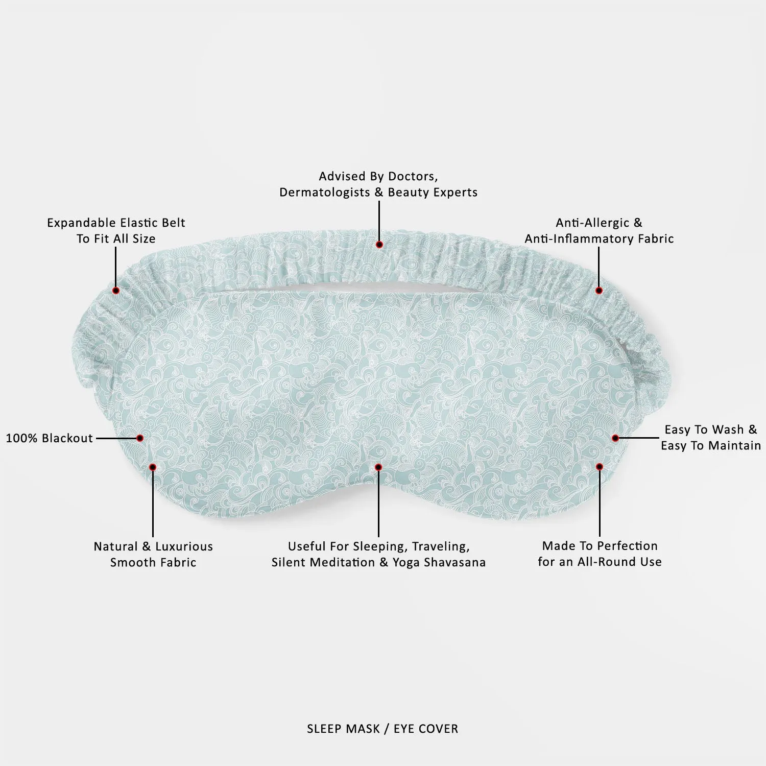 Abstract Wave Sleeping Eye Pad Blackout Eye Cover | Soft Anti-Allergic Eco-Friendly Natural Mulberry Silk Fabric