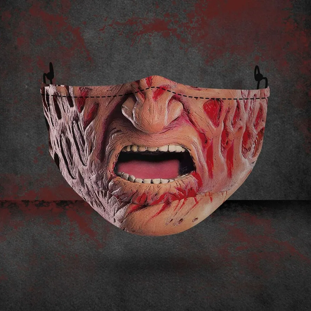 Adult Cosplay Halloween Masks Terror Jason Clown Funny Face Towel Decoration   Breathable Reusable Cotton Women Men Mouth Mask