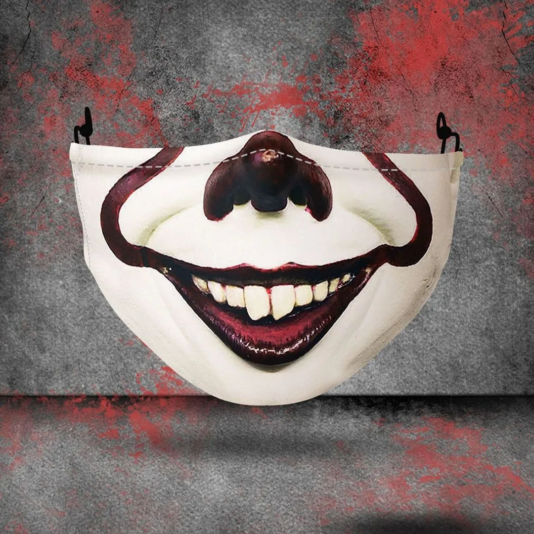 Adult Cosplay Halloween Masks Terror Jason Clown Funny Face Towel Decoration   Breathable Reusable Cotton Women Men Mouth Mask