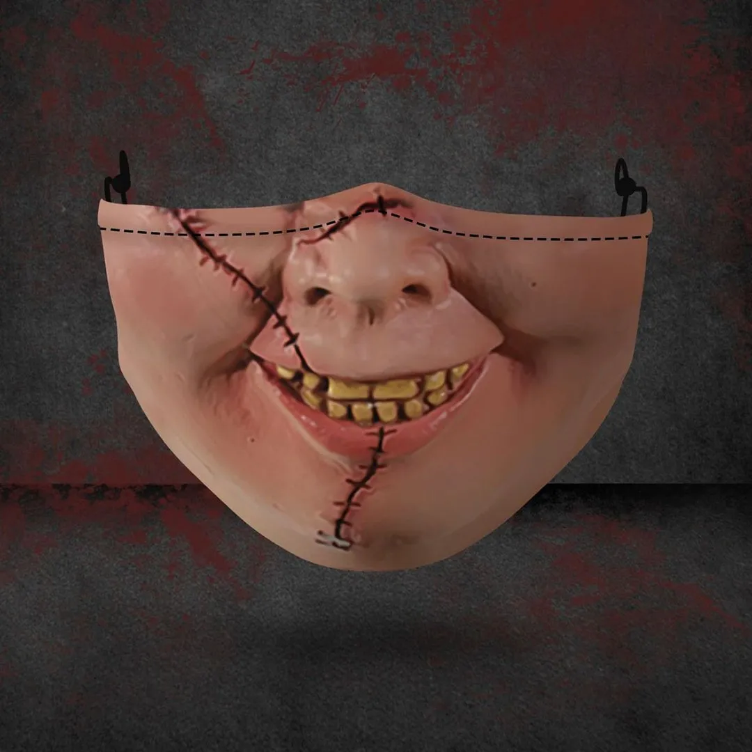 Adult Cosplay Halloween Masks Terror Jason Clown Funny Face Towel Decoration   Breathable Reusable Cotton Women Men Mouth Mask