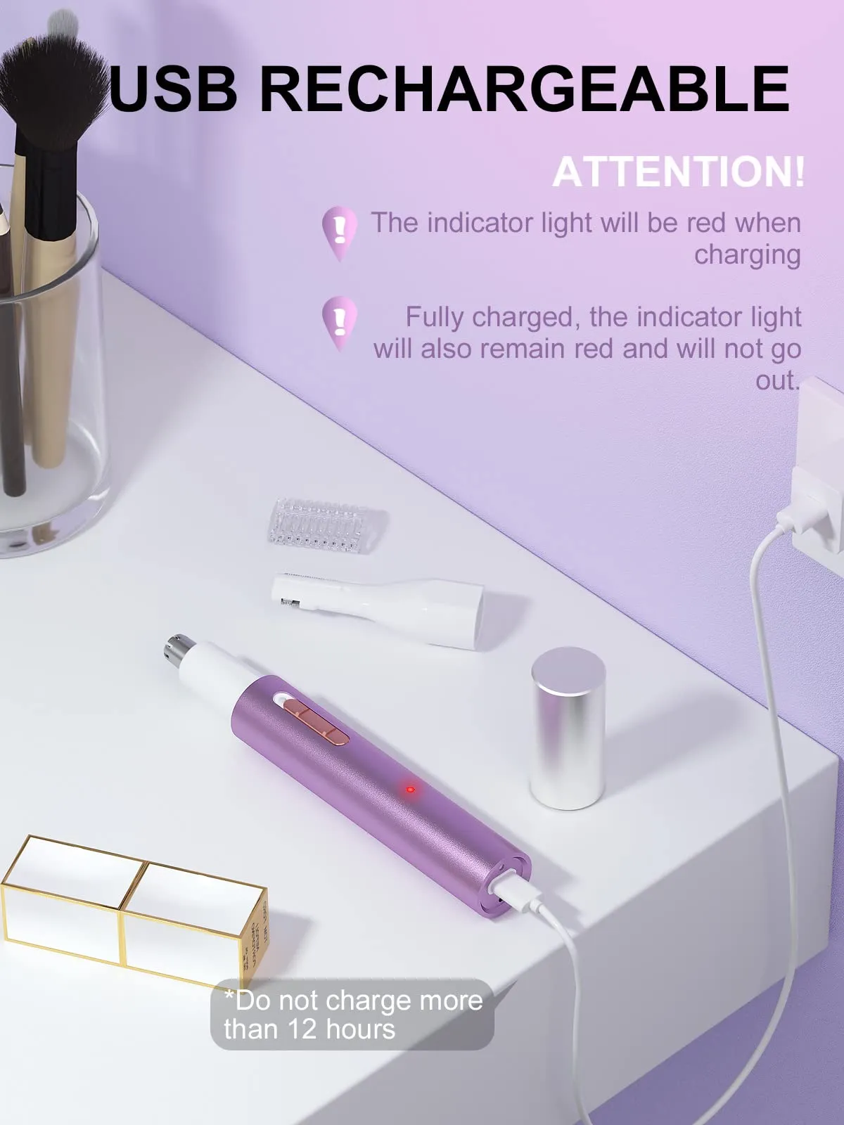 AHHFEI Rechargeable 5 in 1 Ear and Nose Hair Trimmer for Women, 2024 Professional Painless Eyebrow & Facial Hair Trimmer with Powerful Motor and Dual-Edge Blades Easy Cleansing