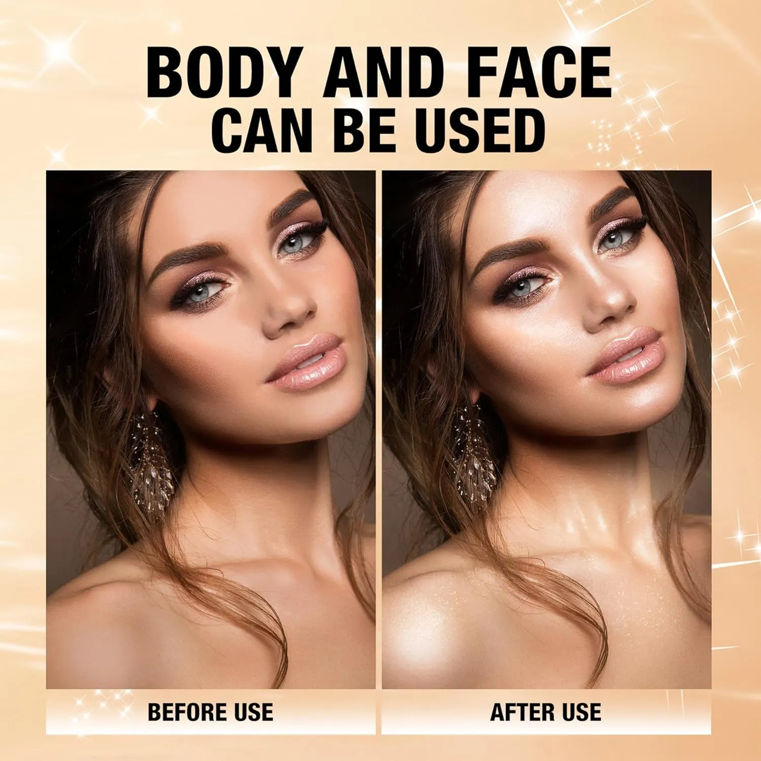 AKARY Shimmer Powder Highlighter, Golden Face Body Glow Pearl Illuminator, Intensely Pigmented for High Impact Dewy Finish (02#Golden)