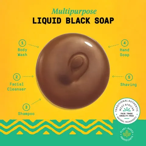 Alaffia Skin Care, Authentic African Black Soap, All in One Liquid Soap, Acne Face Wash, Moisturizing Body Wash, Shampoo, Shaving Soap, Shea Butter, Peppermint (2 Pack - 32 Fl Oz Ea)