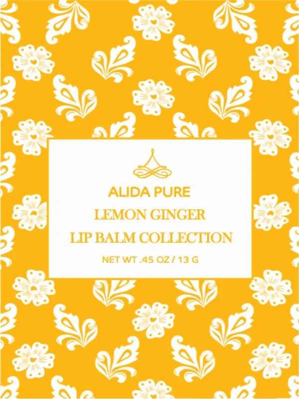 ALIDA PURE Lemon Ginger Lip Balm Collection, Vegan Lip Balm Set, Bees Wax Free, with Avocado Oil, Organic Jojoba Oil, Vitamin E, Natural Moisturizer For Dry, Cracked, or Chapped Lips, 3 Tube Set
